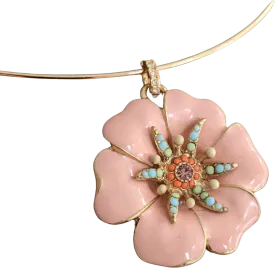 00's Floral Pendant Neckwire Necklace