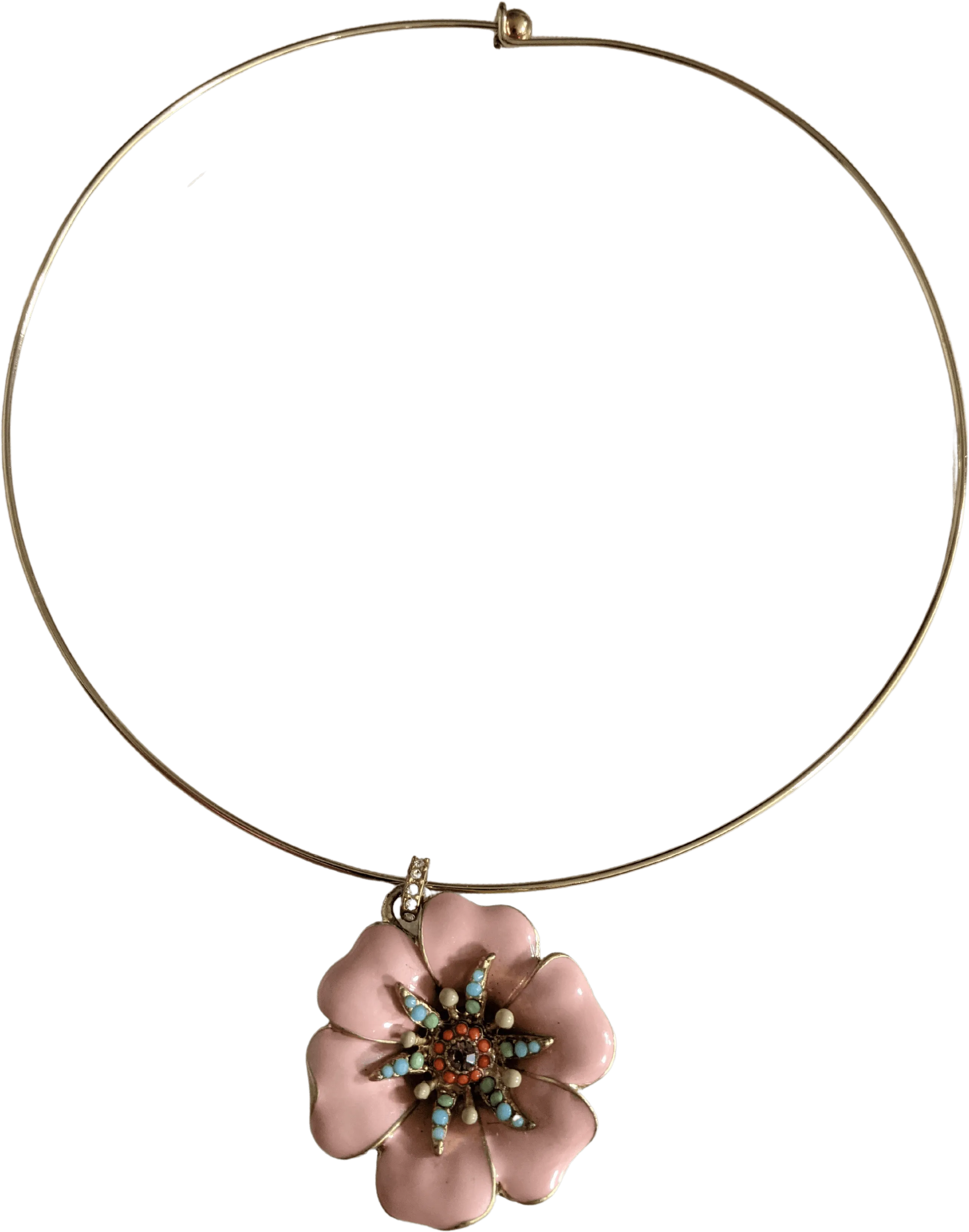 00's Floral Pendant Neckwire Necklace