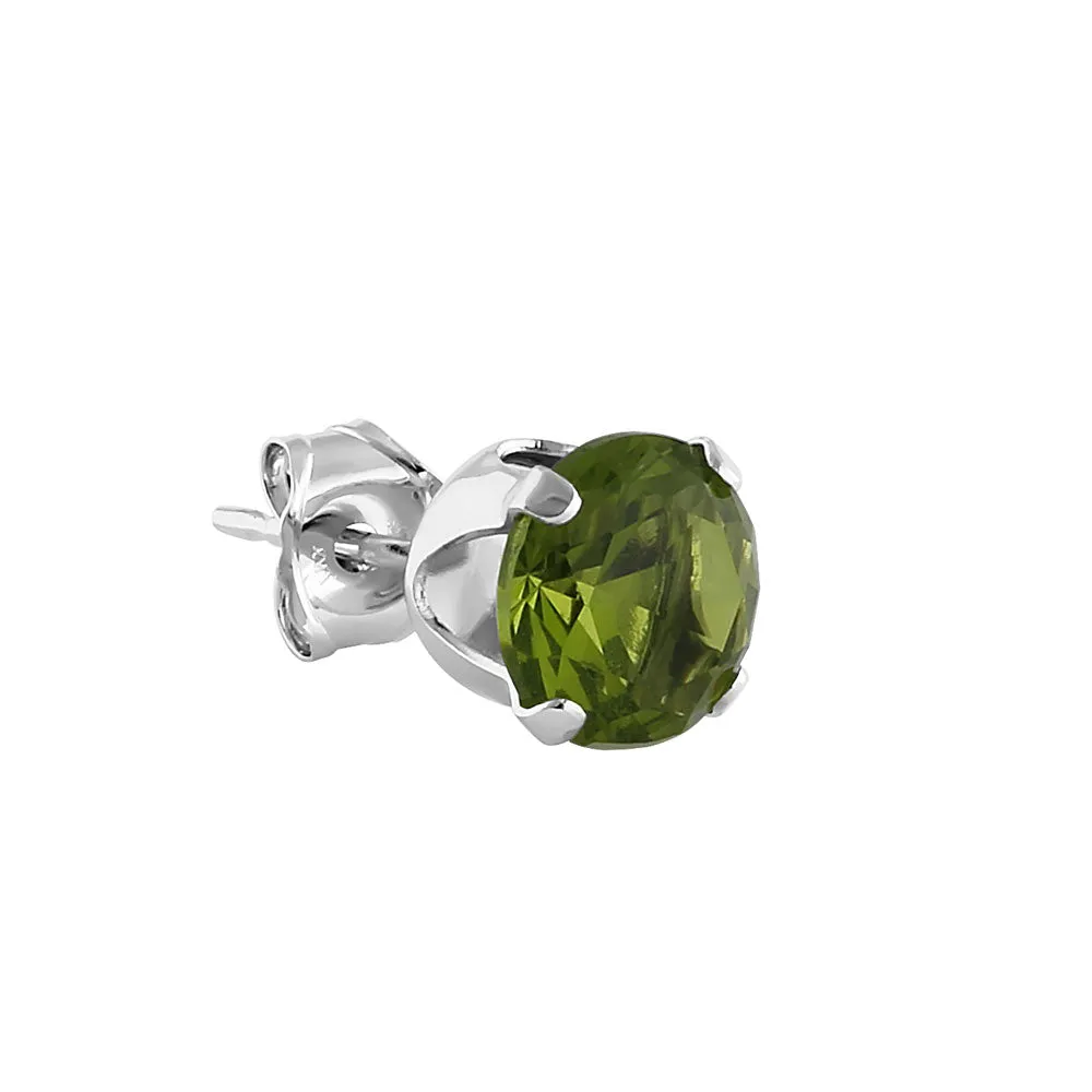 0.5ct Sterling Silver Round Peridot CZ Stud Earrings 4mm