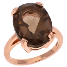 10K Rose Gold 6.00ct Smoky Quartz Fashion Ring