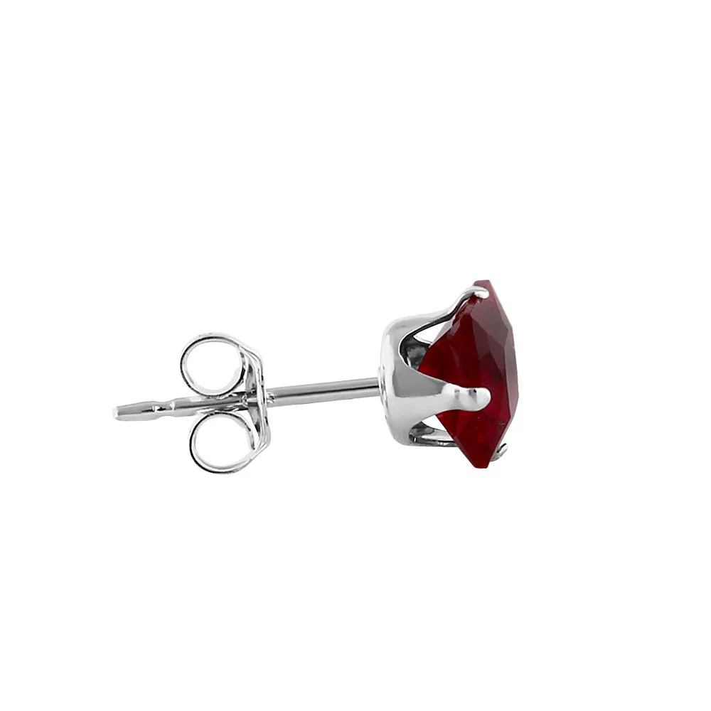 1.4ct Sterling Silver Garnet Square CZ Stud Earrings 5mm