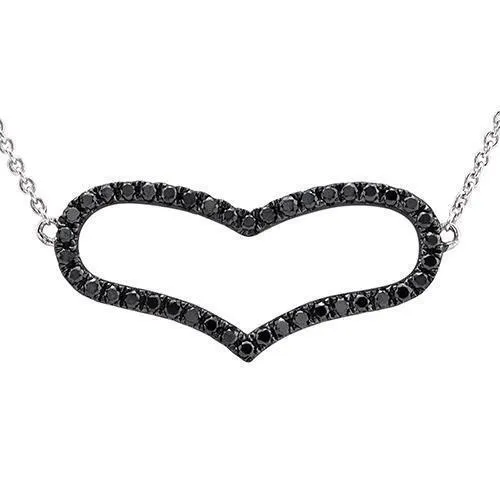 14k Black Diamond Heart Necklace 0.38ctw