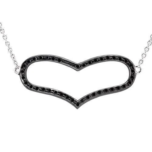 14k Black Diamond Heart Necklace 0.38ctw