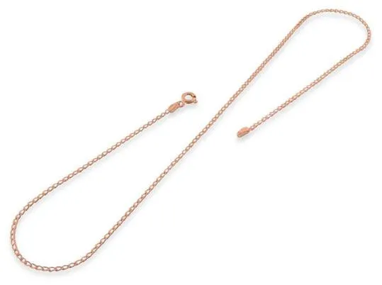 14k Rose Gold Plated Sterling Silver Long Curb Chain 1.2mm