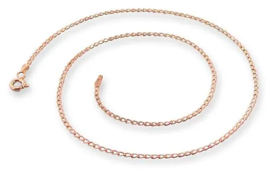 14k Rose Gold Plated Sterling Silver Long Curb Chain 1.2mm