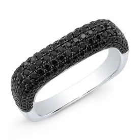 14KT White Gold Black Spinel Square Ring