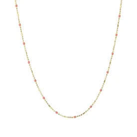 16" Coral Dot Ball Chain Necklace