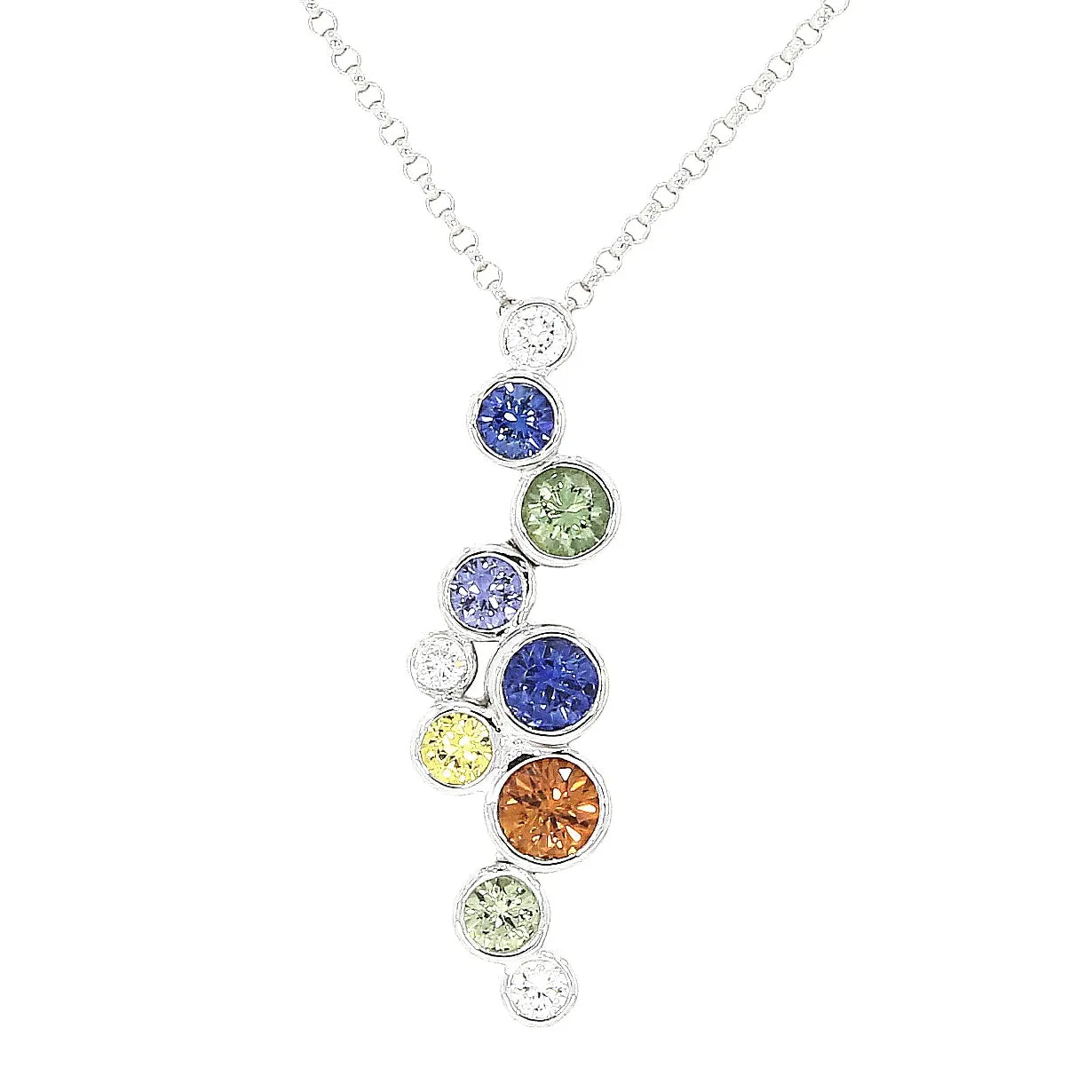 18ct Multi-Sapphire & Diamond Pendant