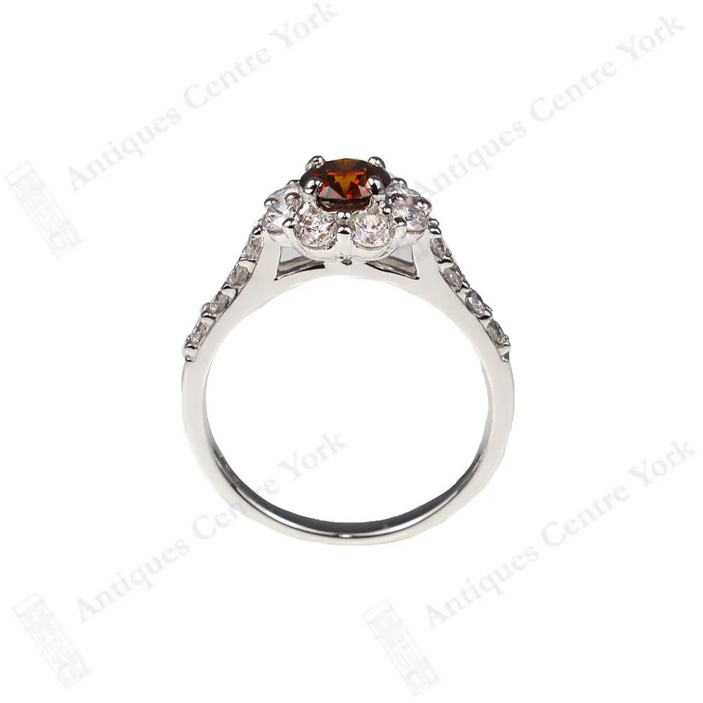 18ct White Gold Brown Diamond & White Diamond Cluster Ring