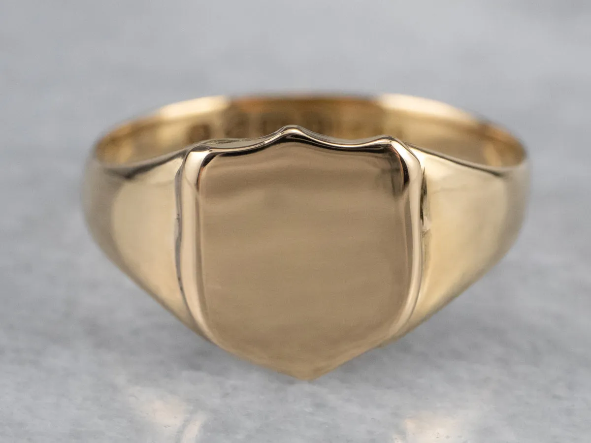 18K Gold Shield Signet Ring