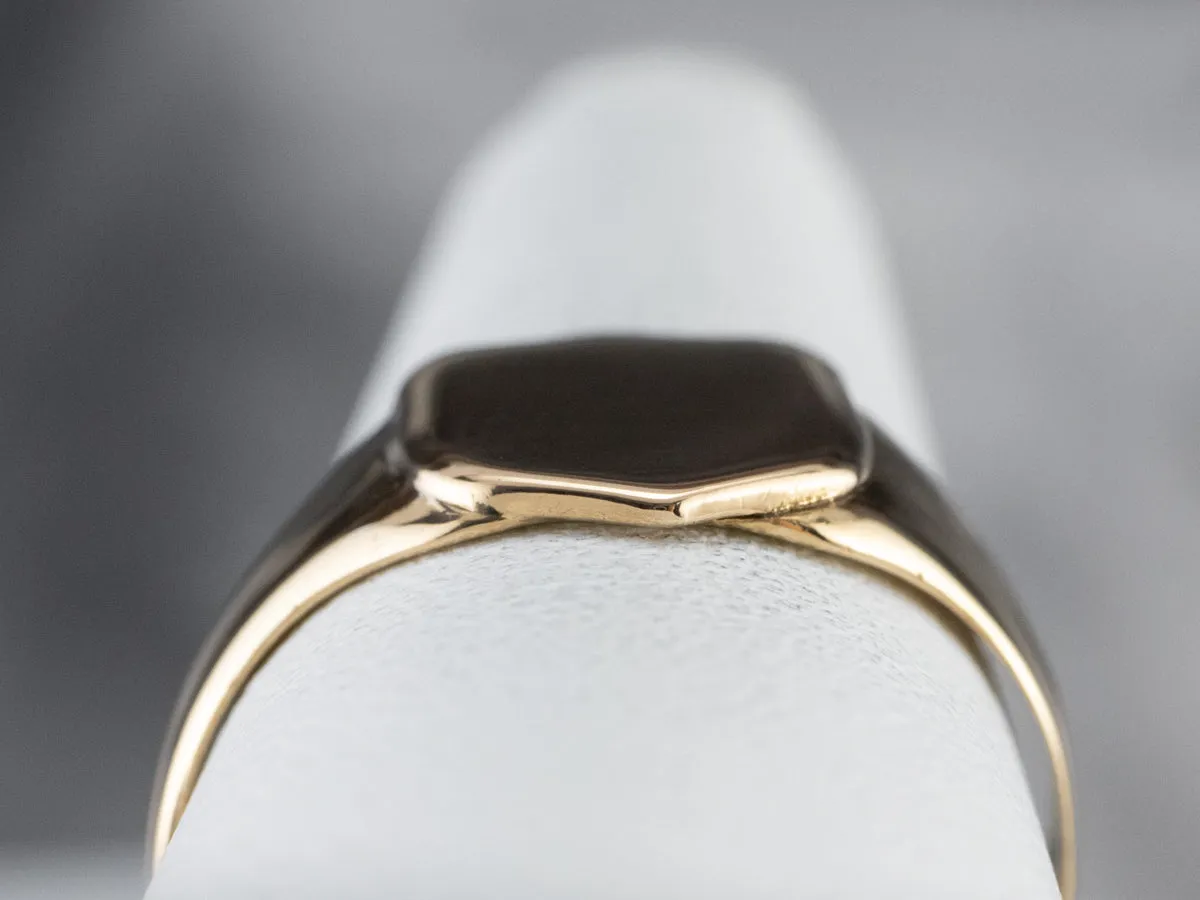 18K Gold Shield Signet Ring