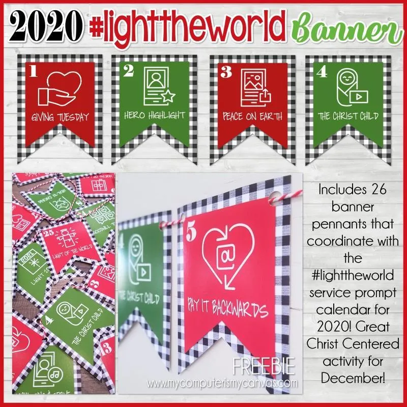 2020 LIGHT the WORLD {Calendar Banner } FREEBIE Printable Kit