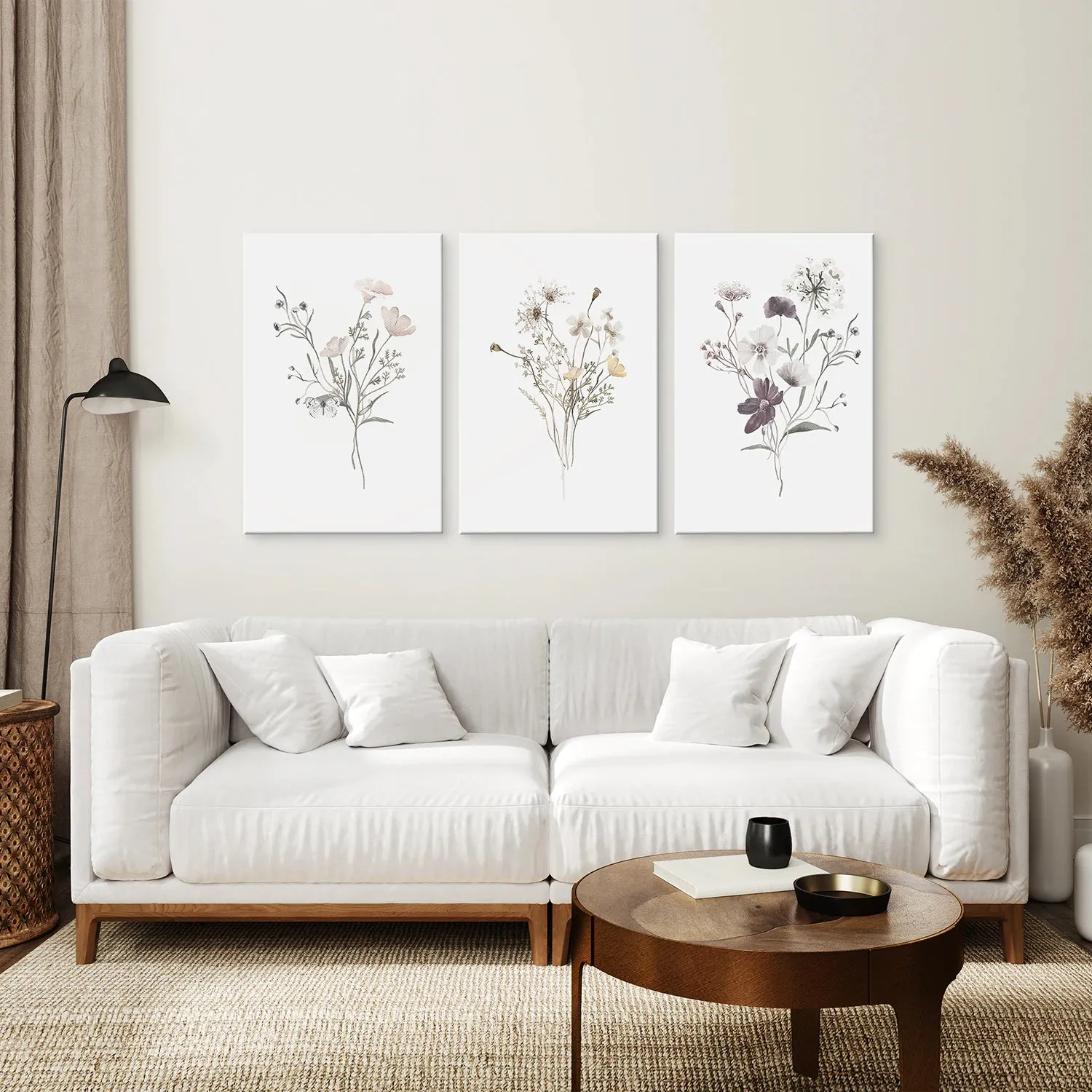 3 Piece Watercolor Floral Wall Art Set