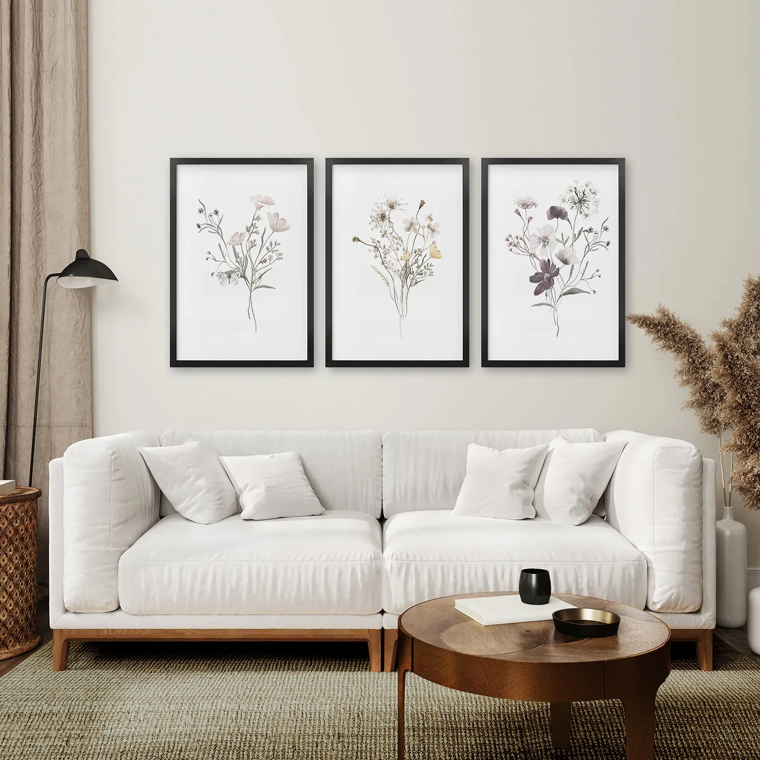 3 Piece Watercolor Floral Wall Art Set