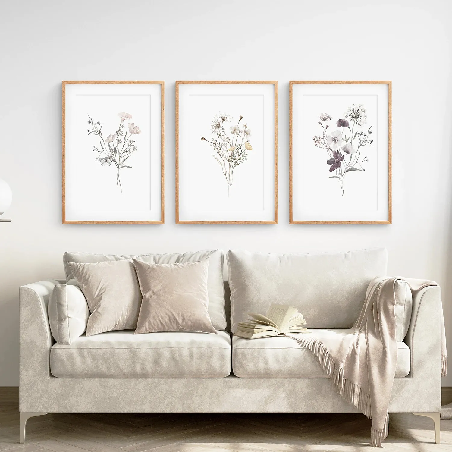 3 Piece Watercolor Floral Wall Art Set