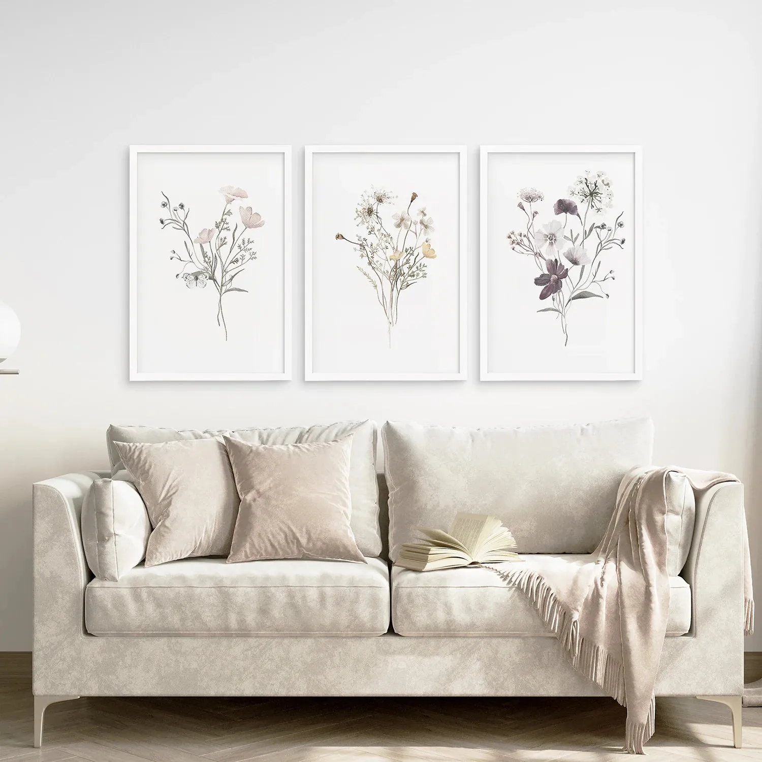 3 Piece Watercolor Floral Wall Art Set