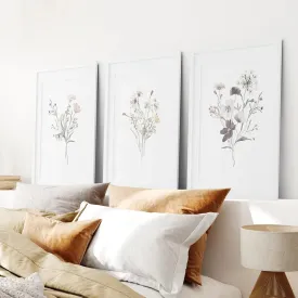 3 Piece Watercolor Floral Wall Art Set