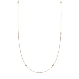 32" Long Fine Diamond Chain Necklace - Rose Gold