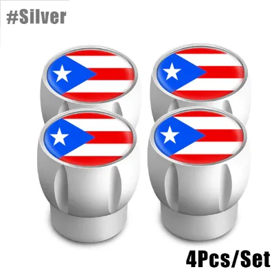 4Pcs/Set Puerto Rico Flag Tire Valve Caps