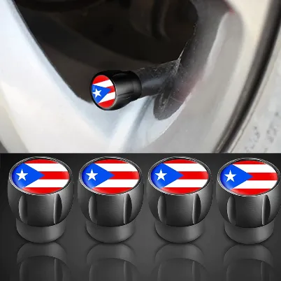 4Pcs/Set Puerto Rico Flag Tire Valve Caps