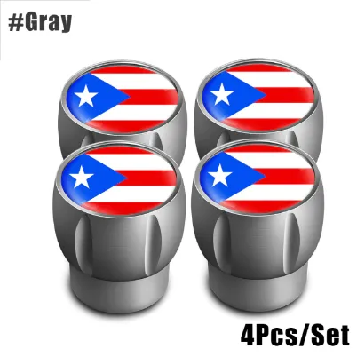 4Pcs/Set Puerto Rico Flag Tire Valve Caps