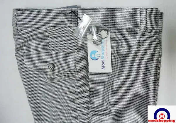 60s Retro Black & White Small Houndstooth Women's Trouser