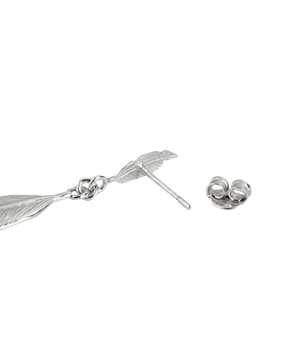 925 Sterling Silver Rhodium Plated With Leaf Drop Earring