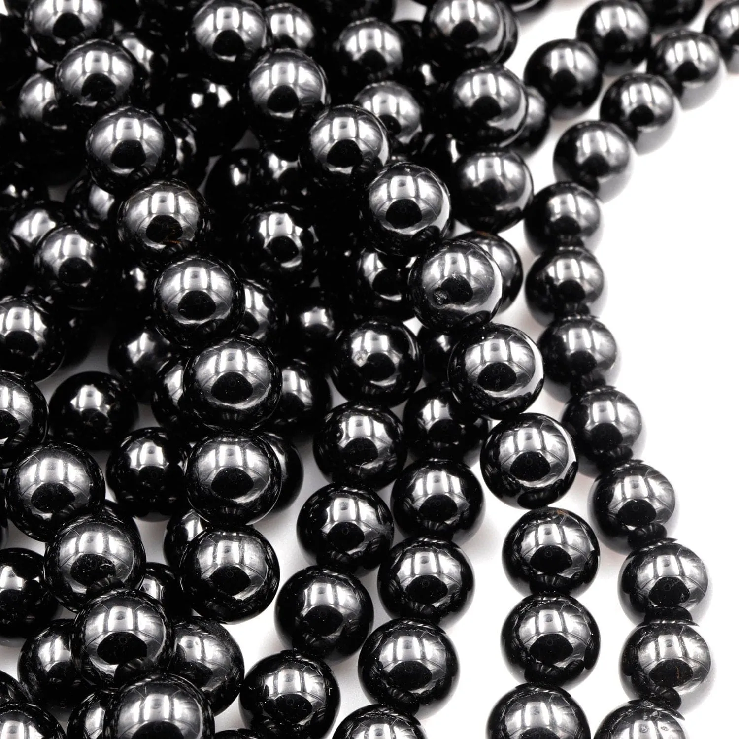 A  Genuine Natural Black Tourmaline Beads 4mm 6mm 8mm 10mm 12mm Round Beads High Quality Black Gemstone Full 16" Strand