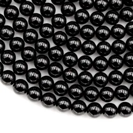 A  Genuine Natural Black Tourmaline Beads 4mm 6mm 8mm 10mm 12mm Round Beads High Quality Black Gemstone Full 16" Strand