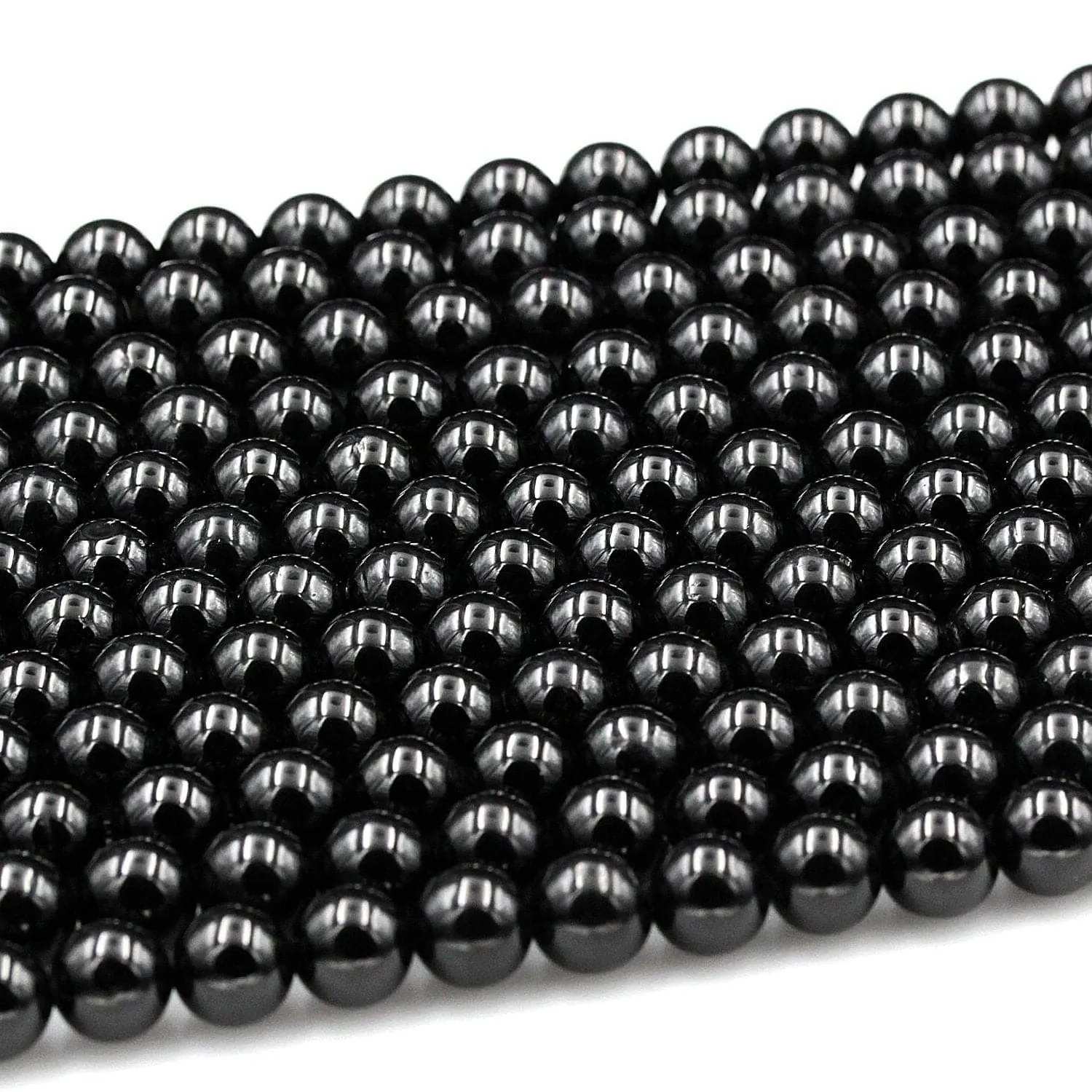 A  Genuine Natural Black Tourmaline Beads 4mm 6mm 8mm 10mm 12mm Round Beads High Quality Black Gemstone Full 16" Strand