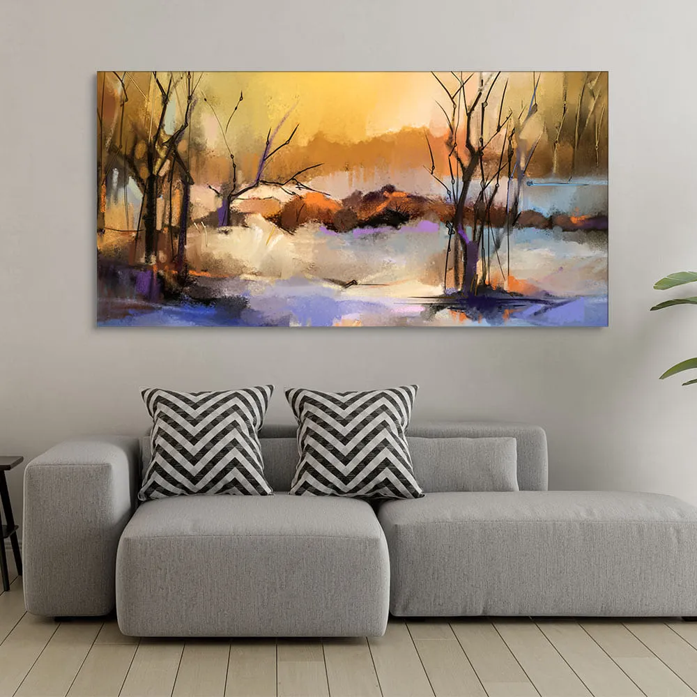 Abstract Winter Forest landscape Canvas Wall Painting