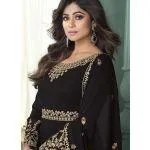 Admirable Black Color Georgette Base Embroidered Gown