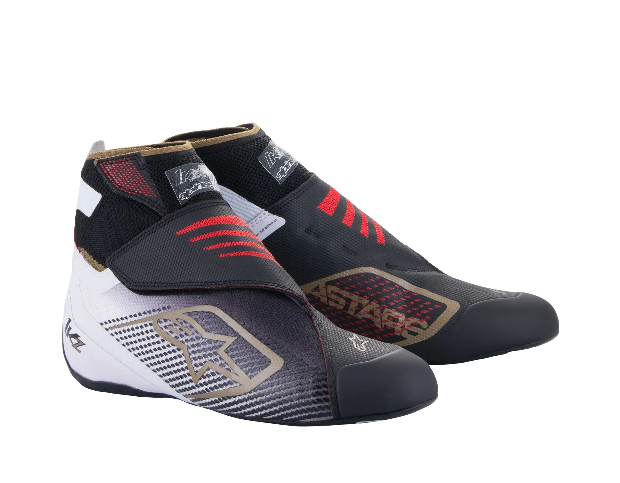 ALPINESTARS 2713023_1059_12 Karting shoes TECH-1 KZ V2, black/white/gold, Size 45,5