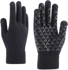 Andiker Winter Knit Gloves, Men Women Touch Screen Cold Weather Gloves, Full Finger Soft Warm Anti Slip Gloves for Hiking