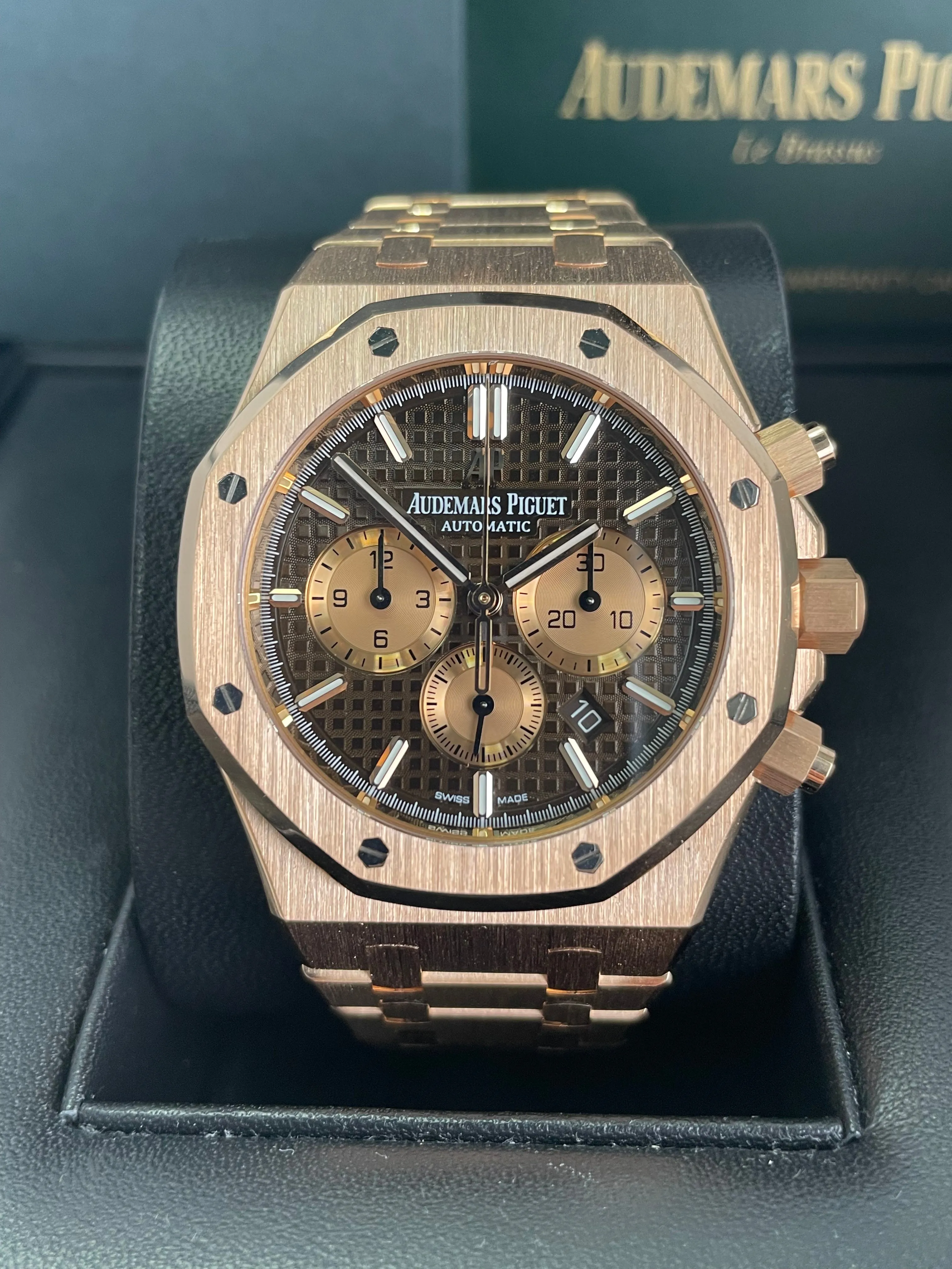 Audemars Piguet Royal Oak Selfwinding Chronograph/ 18K Rose Gold/ Brown Dial/ Rose Gold Sub-Dials (Ref#26331OR.OO.1220OR.02)