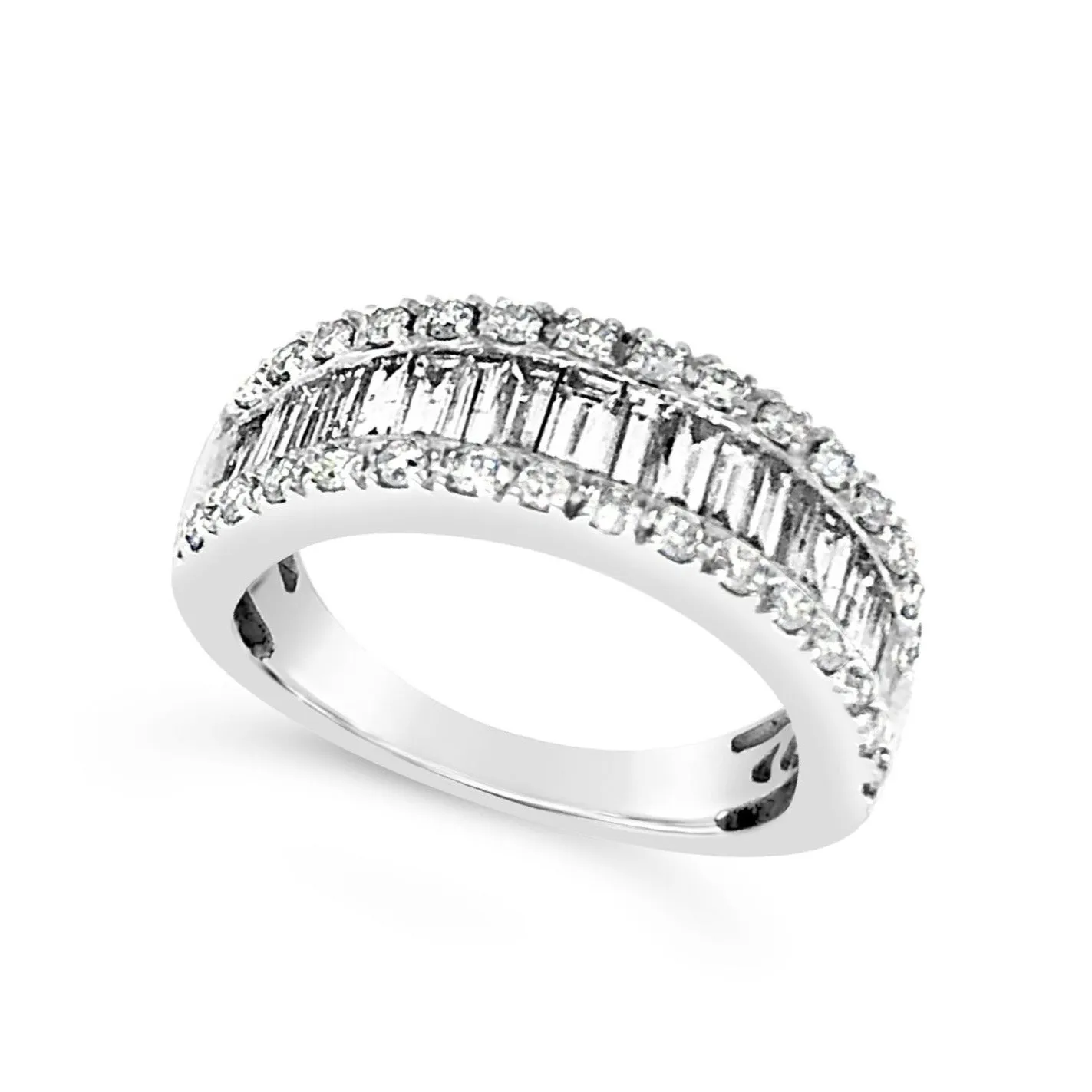 Baguette Diamond Ring with Round Diamond Edges - 1.50 carat t.w.