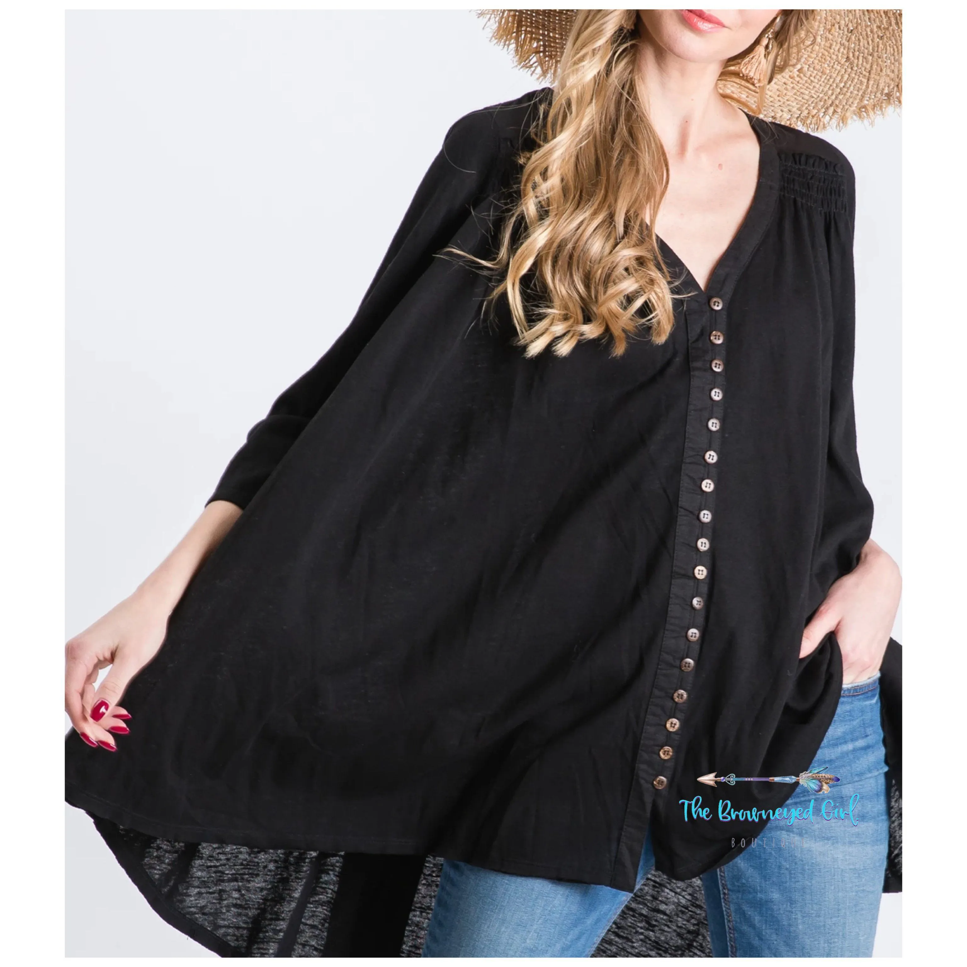 Be Free White /Black Hi-Lo Tunic