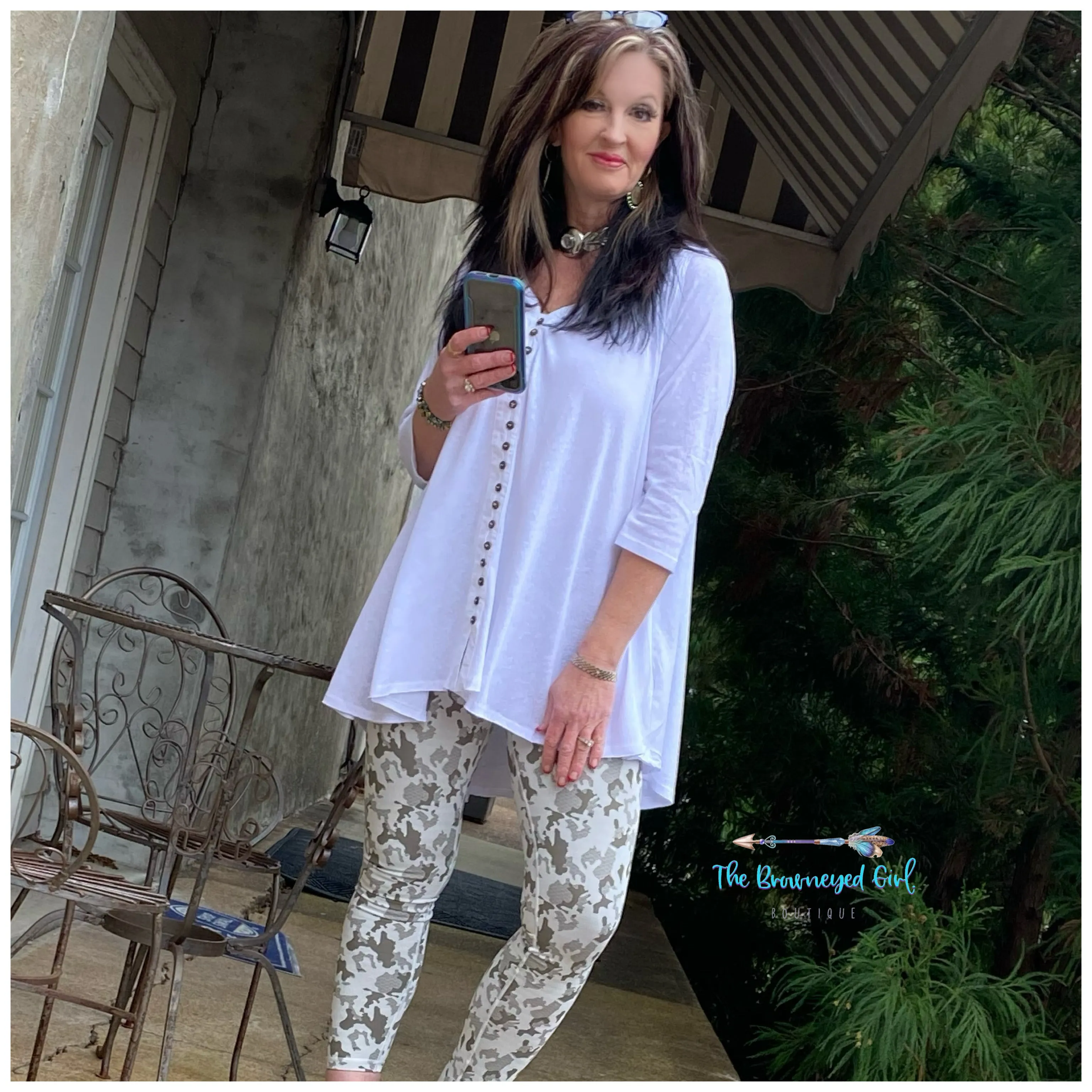 Be Free White /Black Hi-Lo Tunic