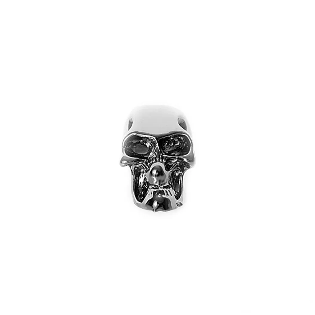 Beard Bead, Shiny Silver Skull