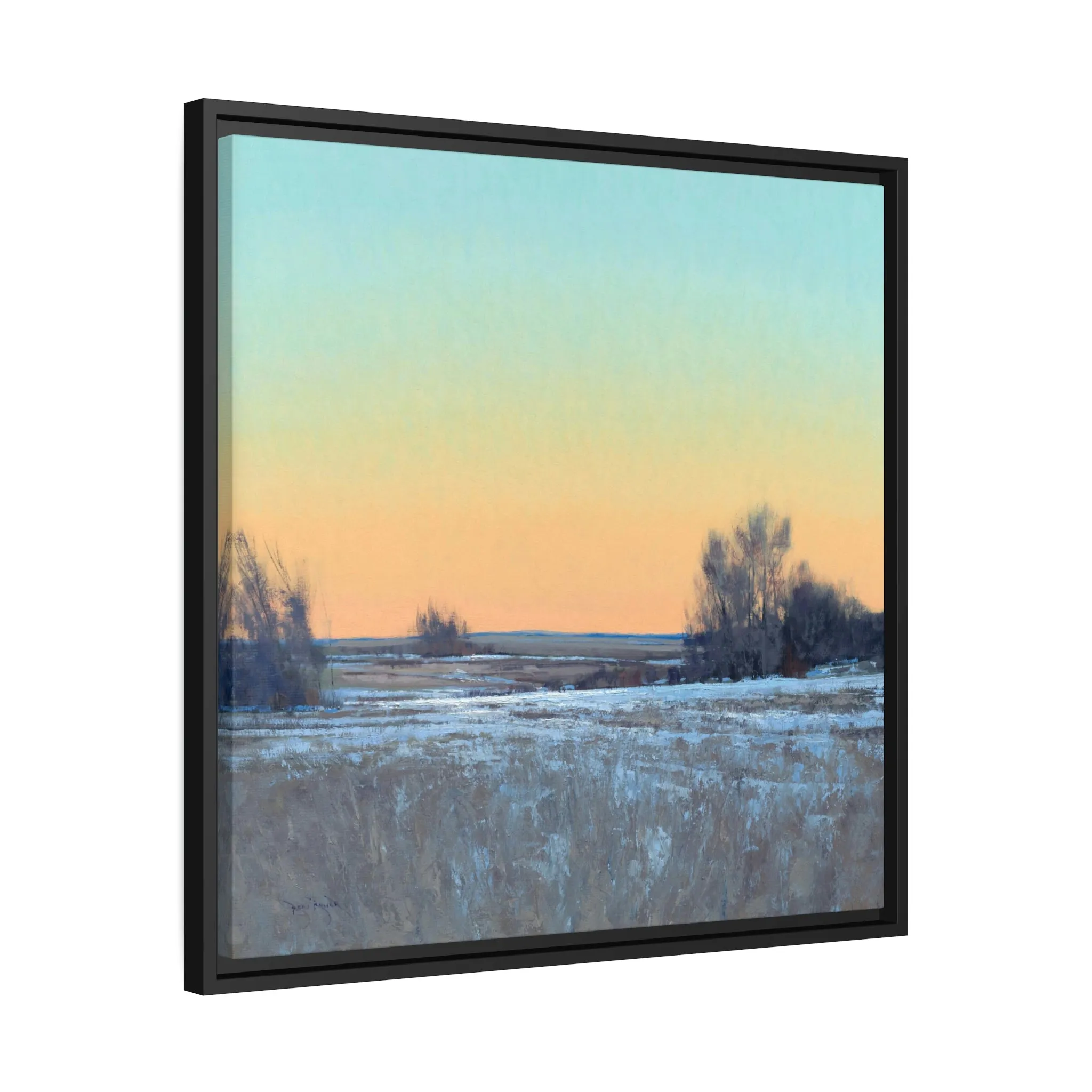 Ben Bauer: "Late Afternoon in March, Lowry, MN" - Square Framed Canvas Reproduction