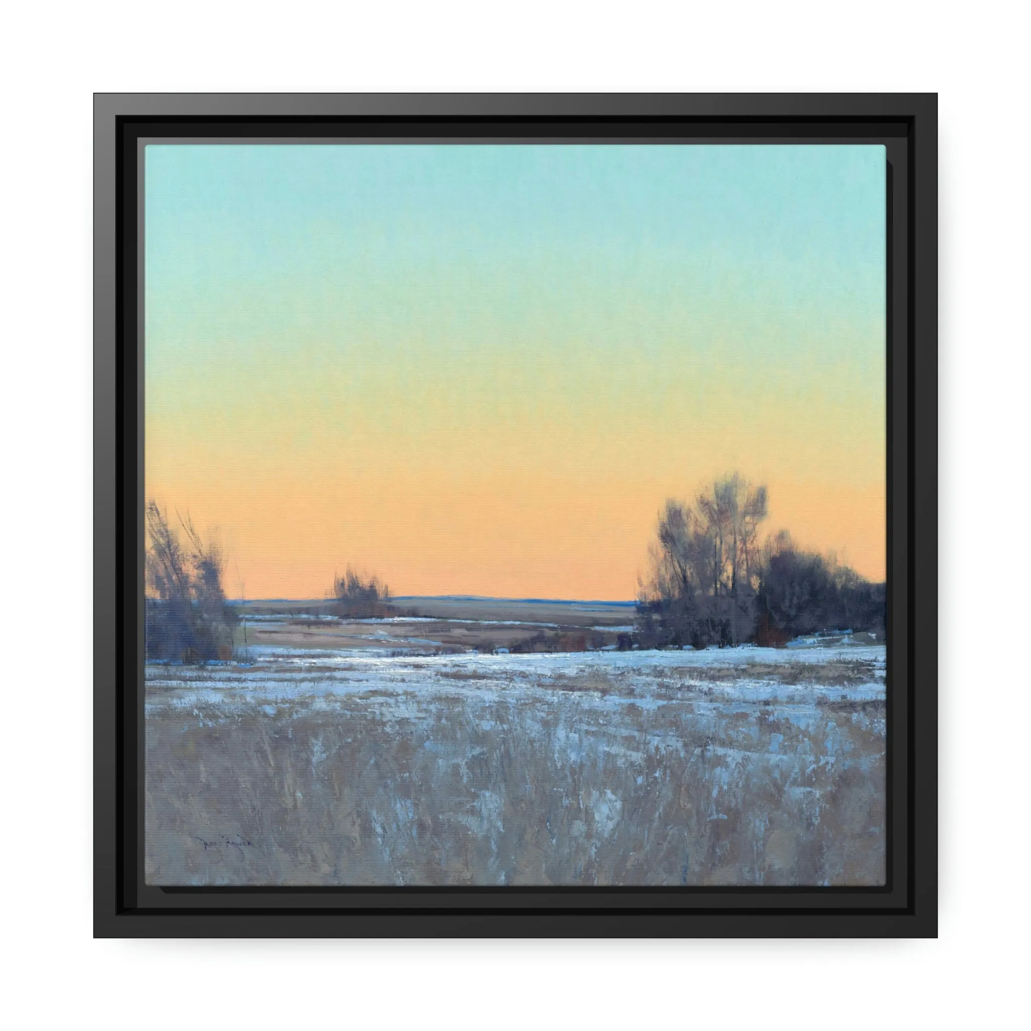 Ben Bauer: "Late Afternoon in March, Lowry, MN" - Square Framed Canvas Reproduction