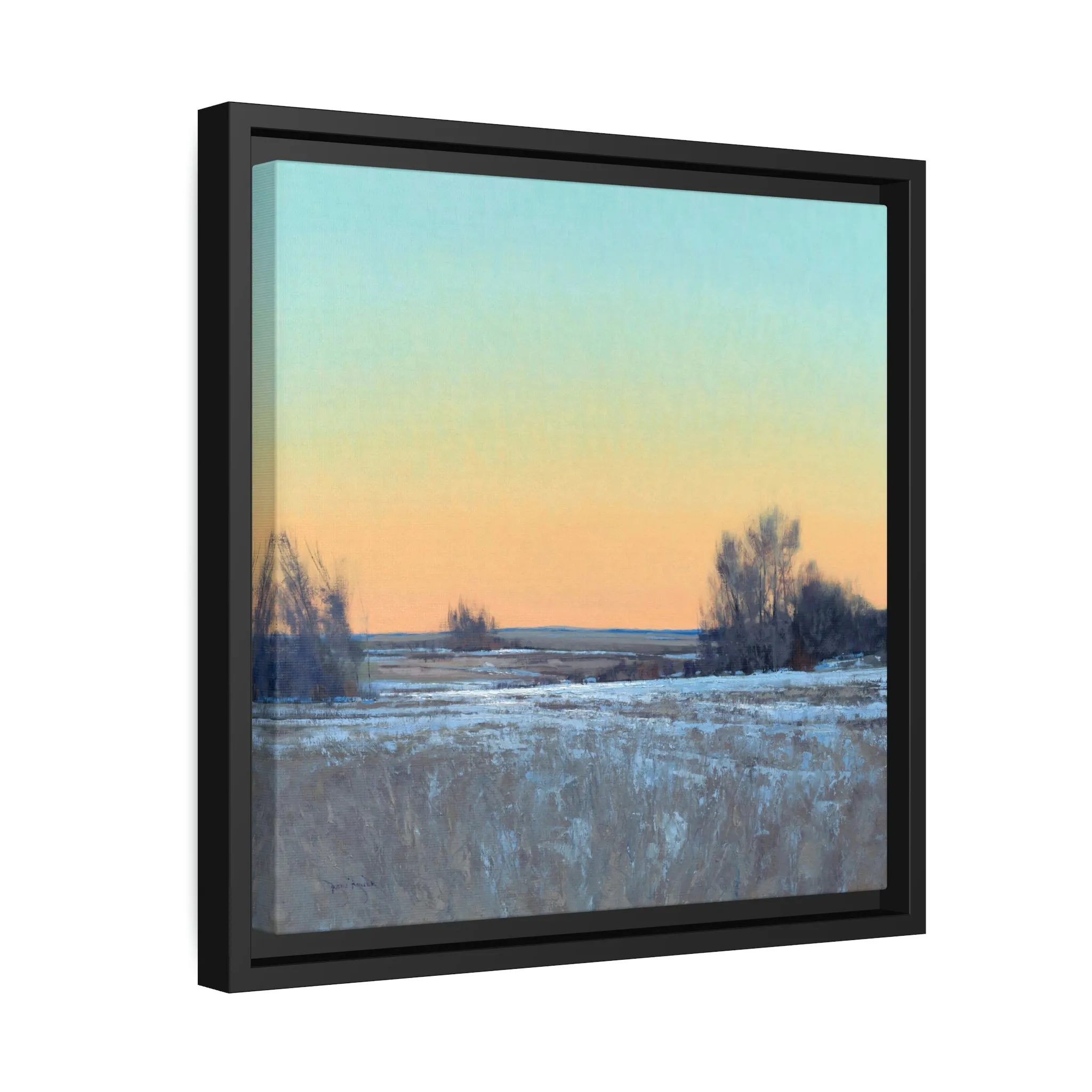 Ben Bauer: "Late Afternoon in March, Lowry, MN" - Square Framed Canvas Reproduction