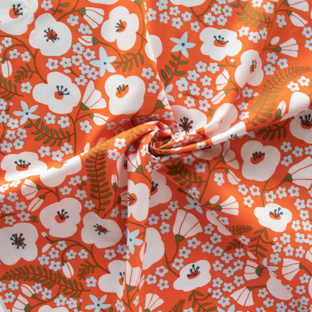 Big Blooms Tangerine Organic Poplin