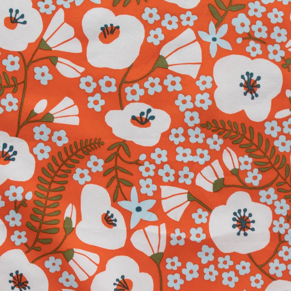 Big Blooms Tangerine Organic Poplin