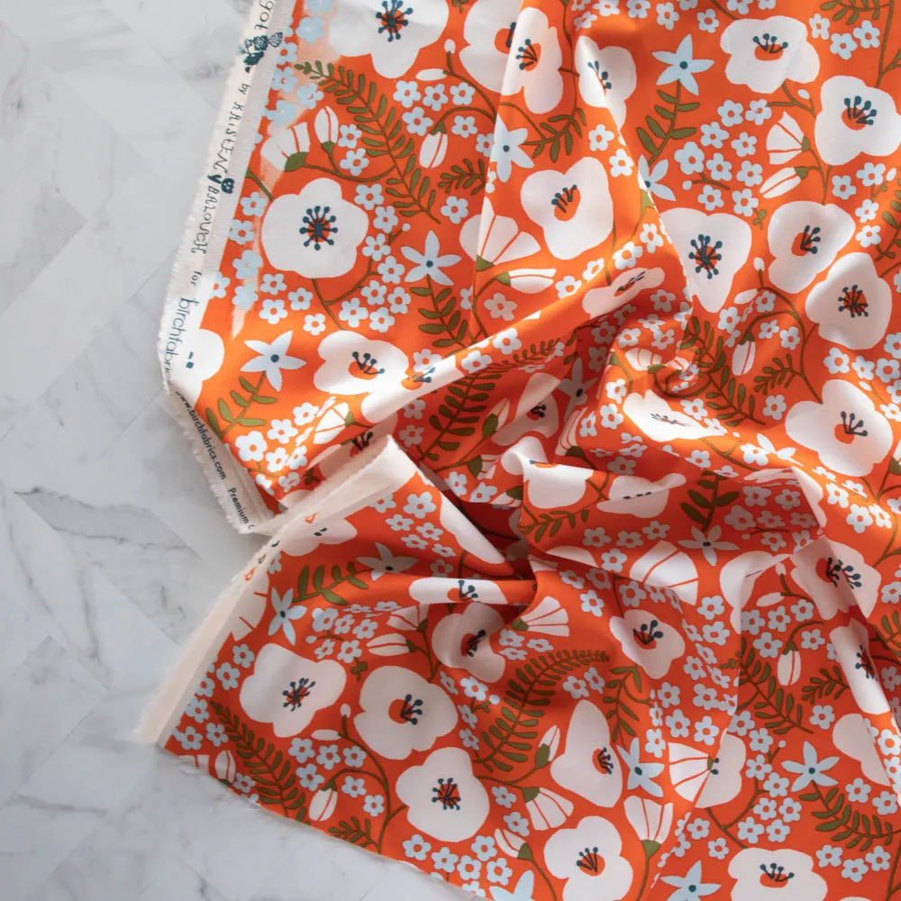 Big Blooms Tangerine Organic Poplin