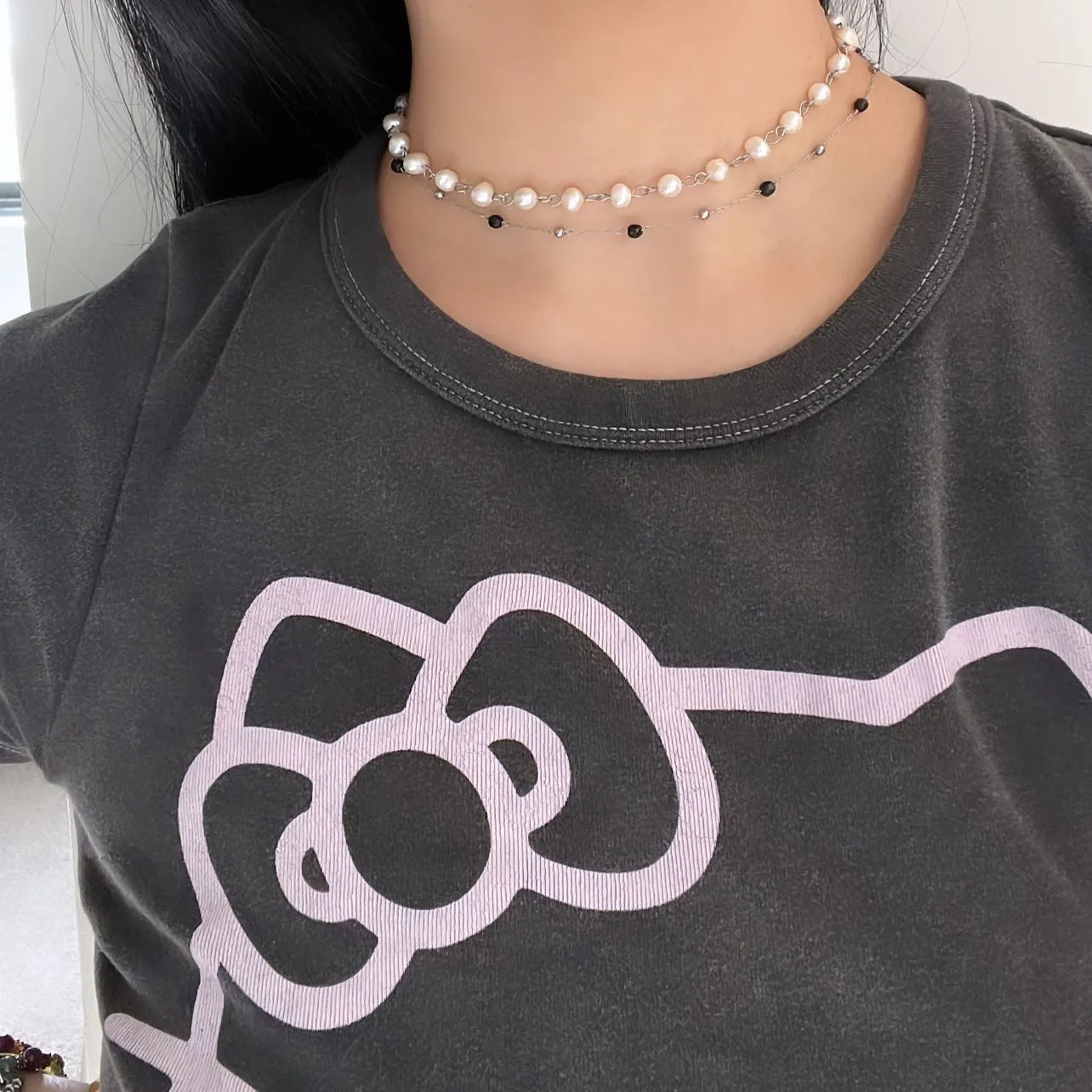 Black Agate Choker Necklace SHW