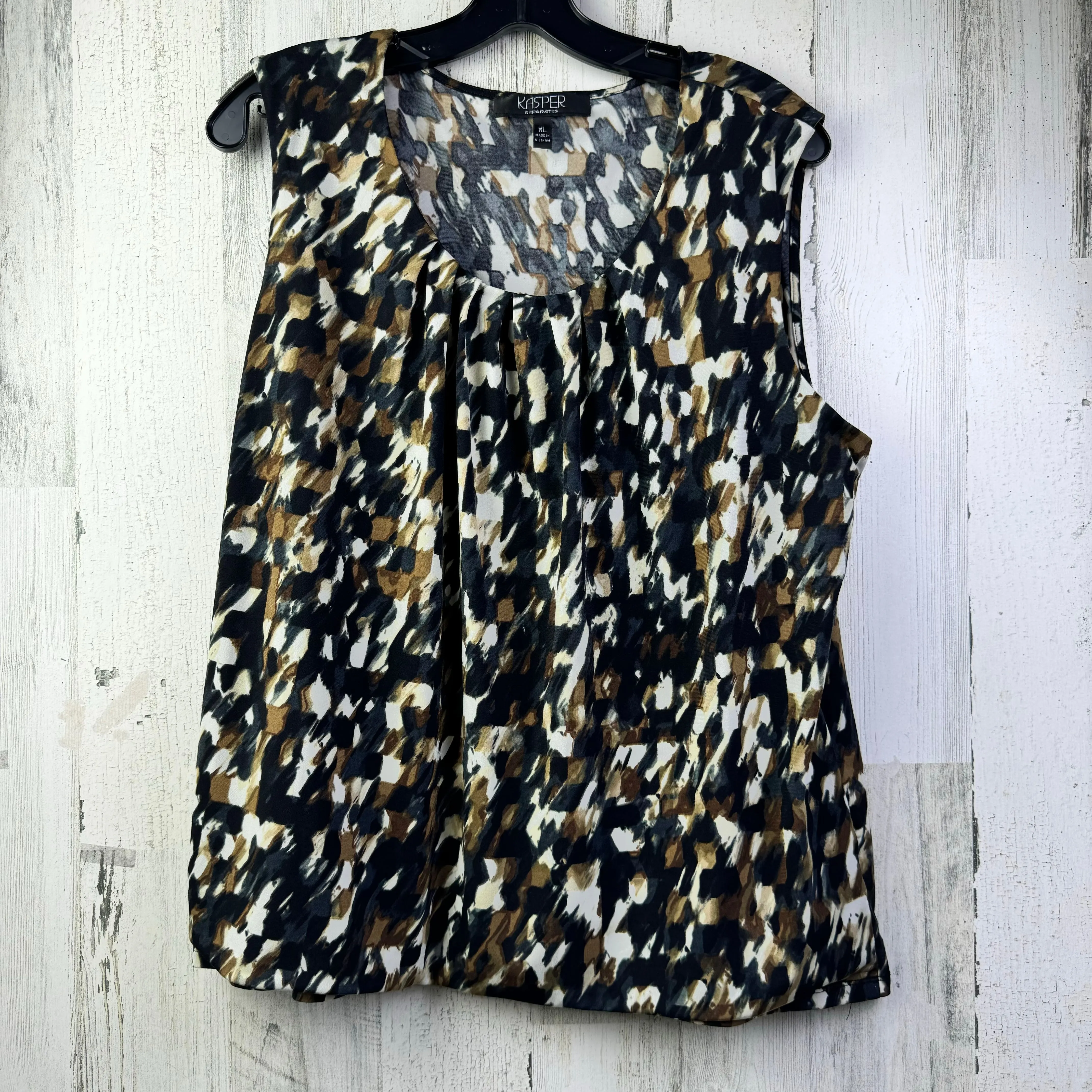 Black & Brown Blouse Sleeveless Kasper, Size Xl