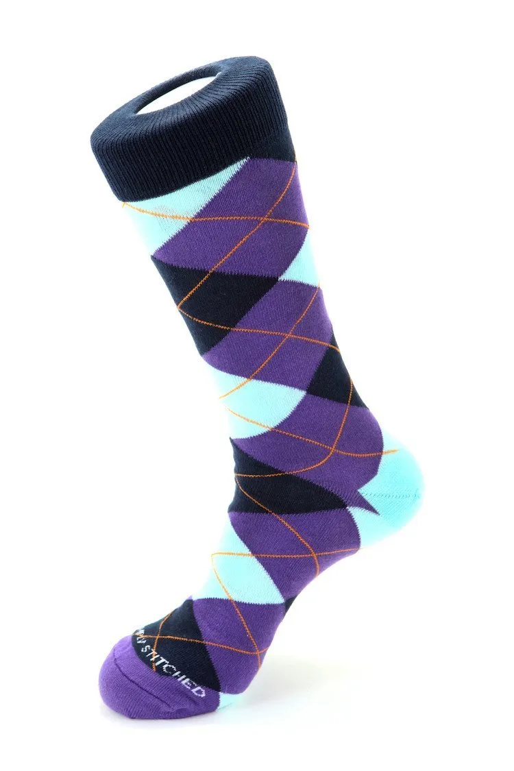 Black Cherry Argyle Sock