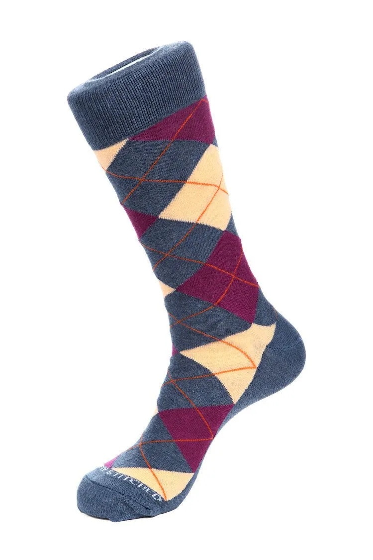 Black Cherry Argyle Sock