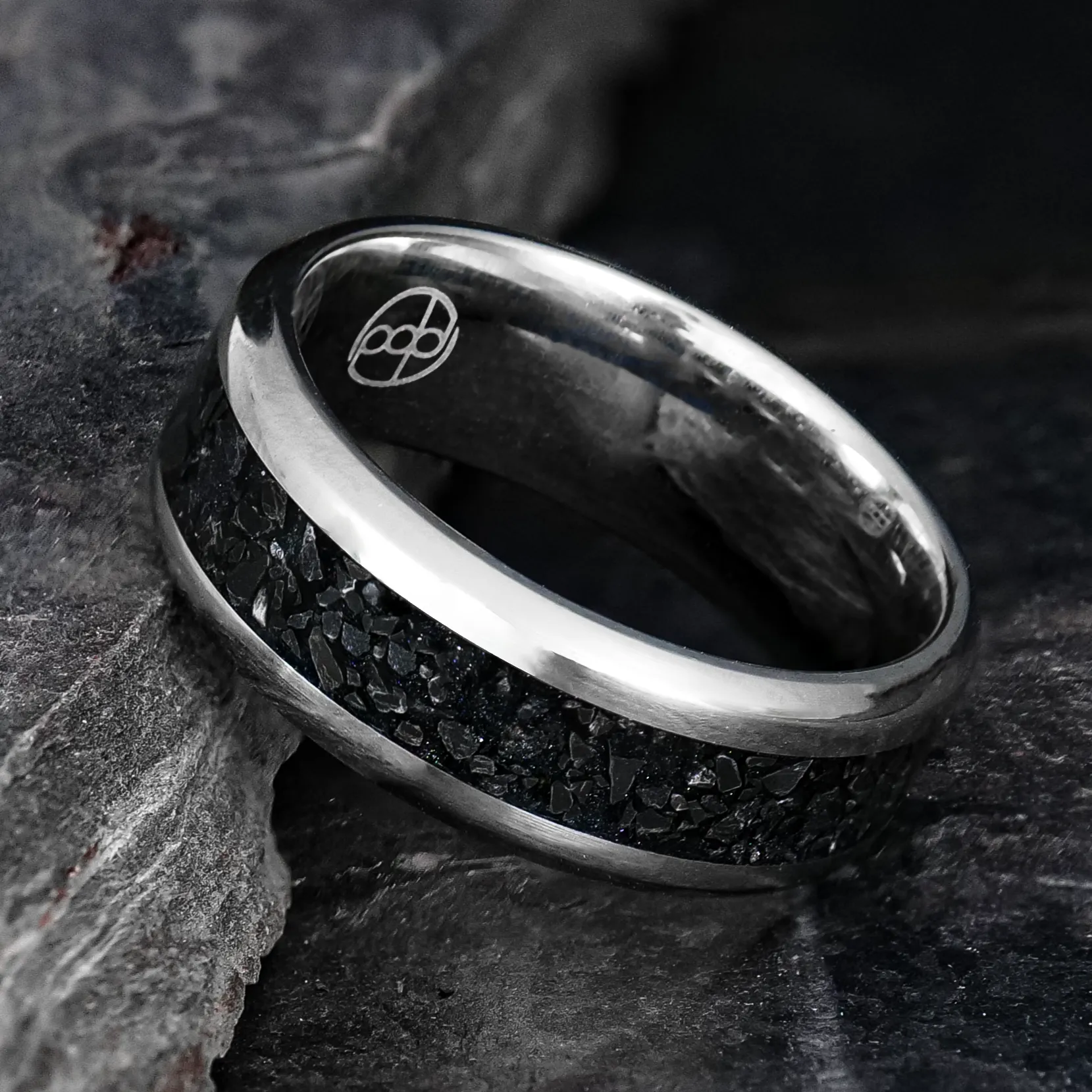 Black Marble Glowstone Ring on Cobalt Chrome